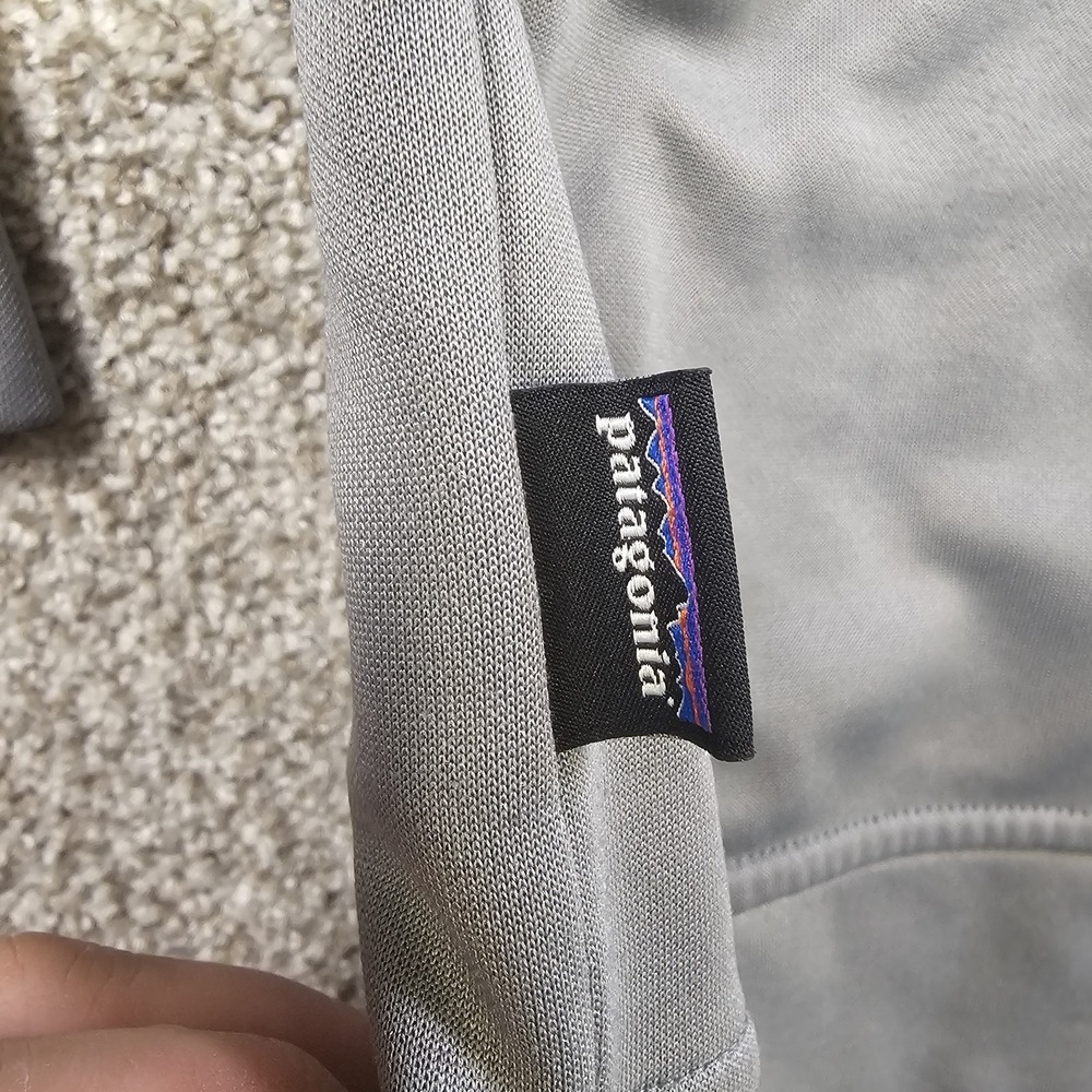 Patagonia Hoodie MED Grey Logo Polycycle Sweatshirt Kangaroo Pullover A6 - Picture 8 of 11